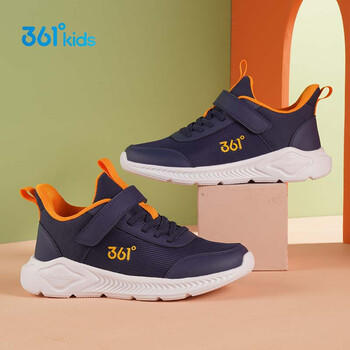 361°儿童运动鞋男女童(3-12岁)防撞鞋头密网休闲跑鞋 蓝36 商品图2