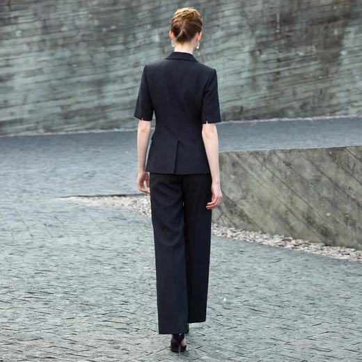 IWY/藏青色商务短袖西装套装女夏季气质职业装双排扣正装工作服WCP511 商品图4