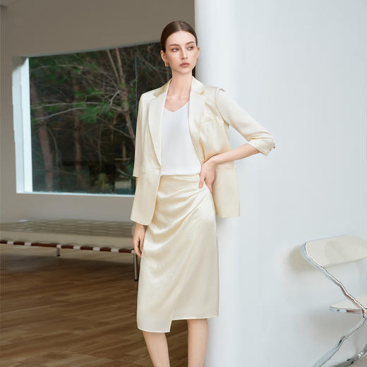 IWY/江南千金范米白色100%醋酸西装套装女富家穿搭套裙6CS08 商品图1