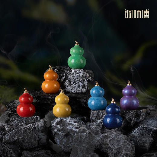 铜师傅《七彩葫芦》桌面铜摆件 家居装饰工艺品礼盒挂件 商品图0