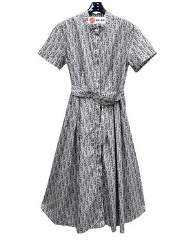 女款提花印花衬衫裙hu010