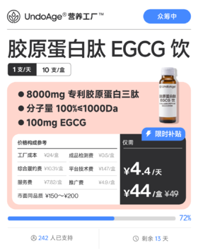 【1 盒起拍】胶原蛋白肽 EGCG 饮｜专利 WMTY® 鲜活胶原蛋白小分子肽 25-40岁适用【众筹中，成功后发货】