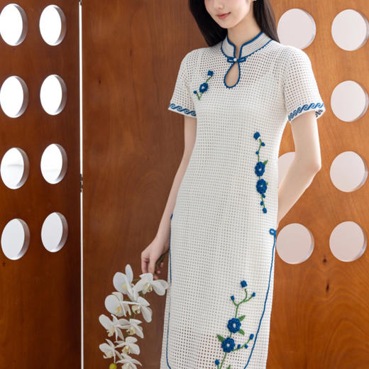 苏苏姐家只此青花旗袍裙手工diy衣服钩针蕾丝线编织毛线团材料包 商品图2