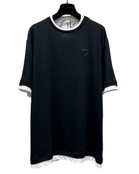 男款双层假两件短袖T恤he020