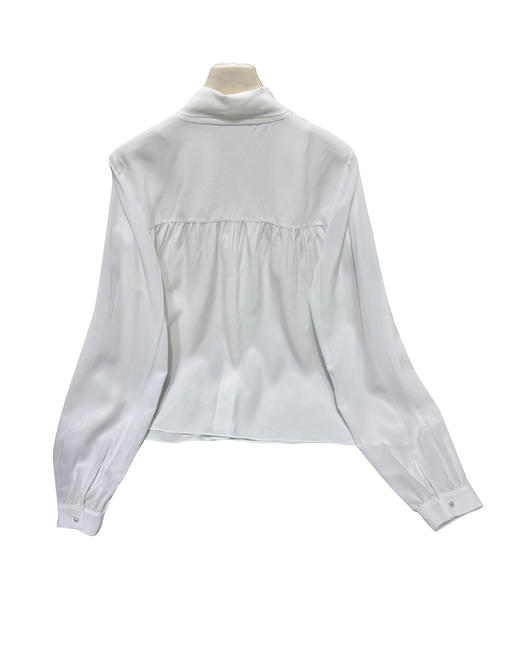 女款蝴蝶结丝质长袖衬衫ba 商品图1