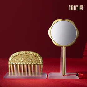 铜师傅《凤鸟梳》《凤鸟镜》梳妆台卧室铜摆件创意随身镜女生礼物