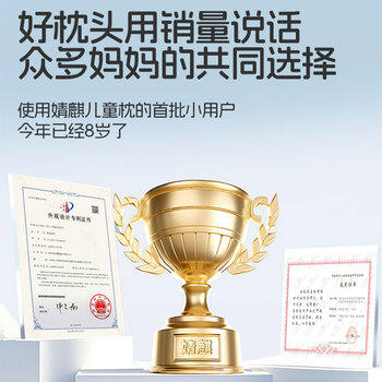 婧麒（JOYNCLEON）儿童枕头1-3-6岁定型枕分区护颈神器吸汗成长枕头 蓝 jzt197153 商品图5