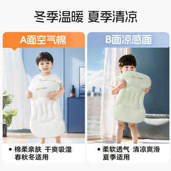 婧麒（JOYNCLEON）儿童枕头1-3-6岁定型枕分区护颈神器吸汗成长枕头 蓝 jzt197153 商品图7