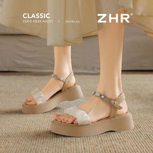 ZHR珍珠装饰厚底凉鞋女2026新款5cm显高显瘦百搭轻便透气凉鞋通勤 商品图9