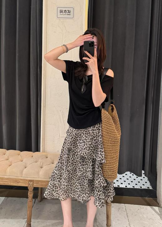 【门店同款】ENJOY夏季复古豹纹中半裙 171156894 商品图0