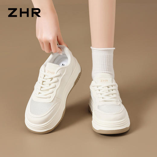 ZHR厚底小白鞋女2026新款夏季透气轻便休闲鞋配裙子百搭软底板鞋 商品图3