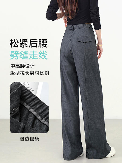高级感灰色职业西裤女裤 2026春季新款高腰垂感醋酸天丝休闲阔腿裤 商品图3