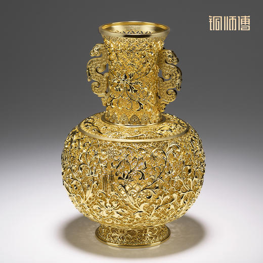 铜师傅《花丝宝瓶》客厅桌面铜花瓶摆件 家居装饰品 节日礼物 商品图3