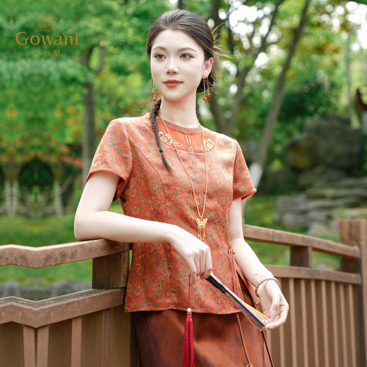 乔万尼2026夏季新品100%真丝大气新中式雅致香云纱上衣EK2C132 商品图1