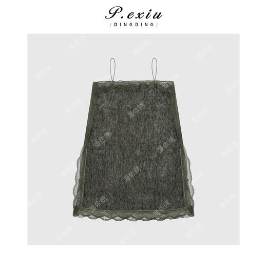 PanYiXiu/潘依绣进口丝绒法式优雅蕾丝拼接侧开叉吊带连衣裙 M9257 商品图1