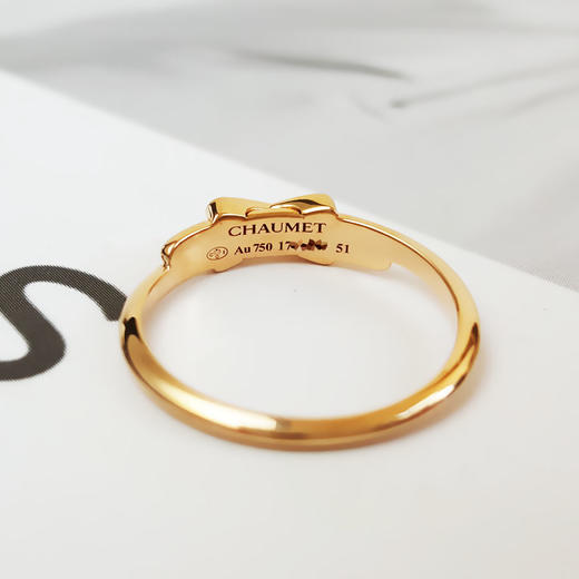 【95新】CHAUMET尚美Jeux de Liens系列玫瑰金镶钻缘系一生系列欢缘X型戒指51号女士120426TJ11 商品图5