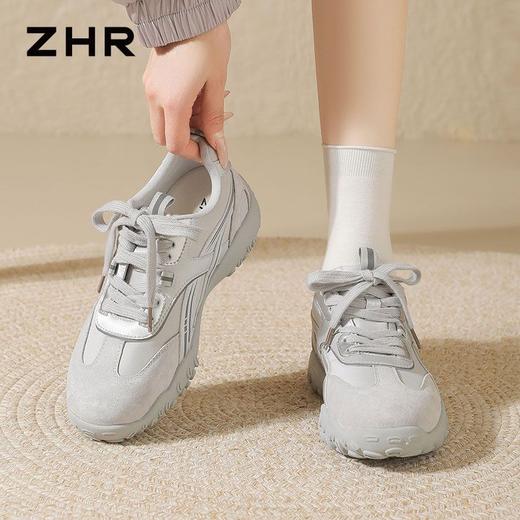 【头层猪皮】ZHR则则内增高阿甘鞋德训鞋女鞋春季新款休闲运动鞋 商品图8