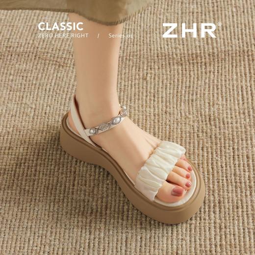 ZHR珍珠装饰厚底凉鞋女2026新款5cm显高显瘦百搭轻便透气凉鞋通勤 商品图4