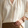 PALUOPO/PL19姆米冠乐绉桑蚕丝春夏V领减龄提花百搭长袖衬衫ES250588Z 商品缩略图3