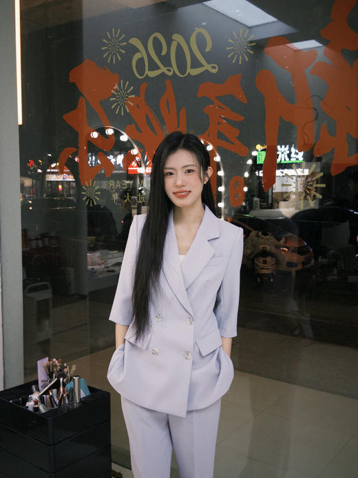 法小曼*子珍【芋泥啵啵】夏日紫色西装套装(预售7天) 商品图3