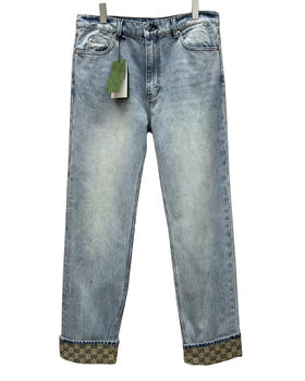 男款挽边提花牛仔裤长裤la012