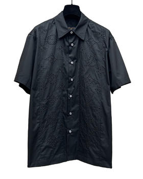 男款镂空短袖衬衫he