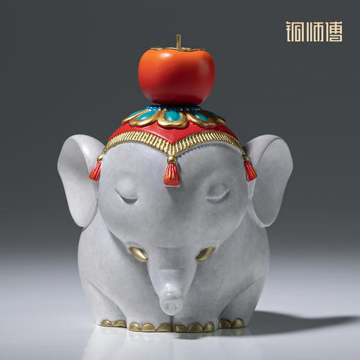 铜师傅《心想事成》客厅桌面铜大象摆件 家居装饰工艺品 商品图1