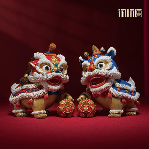 铜师傅《狮舞吉祥》客厅桌面铜狮子摆件 家居装饰工艺品 乔迁礼物 商品图0
