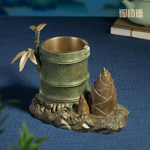 铜师傅《节节高升》客厅桌面办公室高档家居书房竹笔筒送老师礼物 商品图1