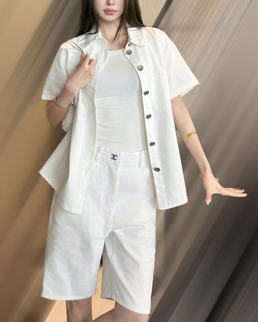 女款刺绣短袖牛仔衫 可配套装ba025 商品图3