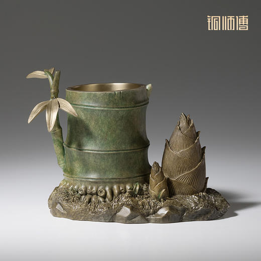 铜师傅《节节高升》客厅桌面办公室高档家居书房竹笔筒送老师礼物 商品图2
