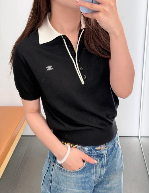 女款刺绣针织短袖polo衫he008 商品图3