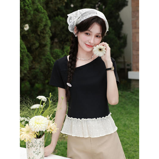 鹿向南【0428/20:00新品前1小时7折限量100件】黑色T恤 商品图0