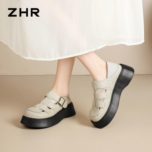 ZHR则则编织厚底罗马凉鞋女2026新款显高百搭猪笼鞋日常通勤女鞋 商品图5
