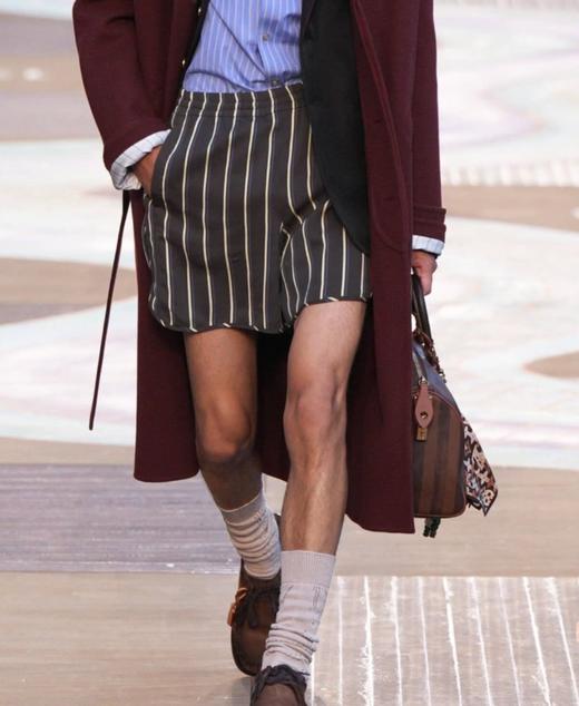 男款麻料刺绣条纹短裤 可配套装zo 商品图3