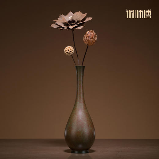 铜师傅 铜摆件《雅致花瓶》铜工艺品 家居客厅桌面花瓶装饰品 商品图1