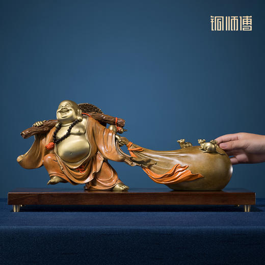 铜师傅 铜摆件《财富弥勒》家居饰品工艺品 客厅桌面办公桌装饰品 商品图4