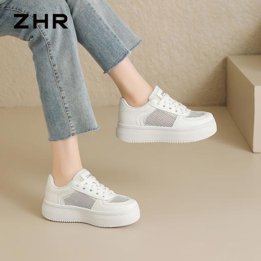 ZHR【增高3cm】超透气网面小白鞋2026夏超轻运动鞋休闲鞋松糕鞋女 商品图8