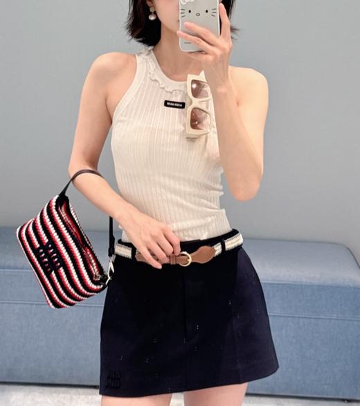 女款领口褶皱花边针织背心ba017 商品图3