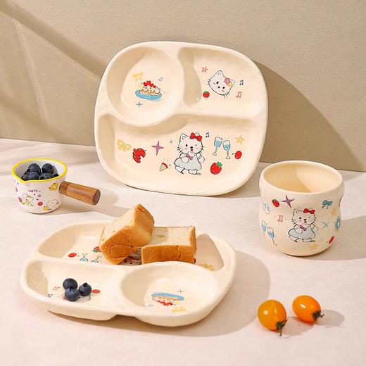 萌趣小猫餐具儿童分格餐盘碗宝宝吃饭更开心 商品图3