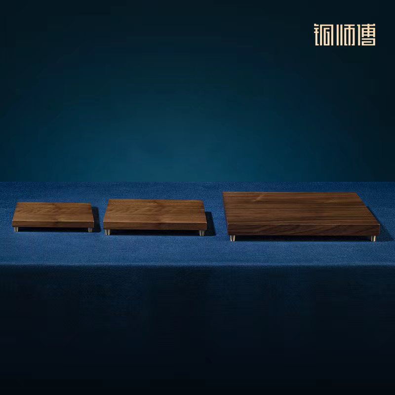 铜师傅 黑胡桃原木《底座》工艺品摆件方形实木底座