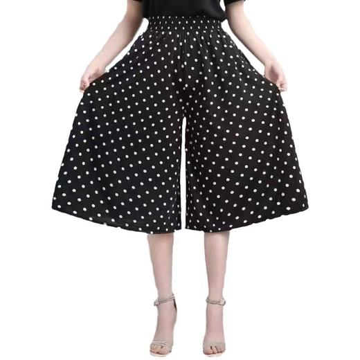 【波西米亚风❗️印花阔腿七分裤】复古佩斯利印花自带异域风情，松紧腰头适配多种身形，阔腿版型穿着舒适透气，中老年装松紧腰薄款阔腿裤高腰裙裤休闲百搭QQ 商品图4