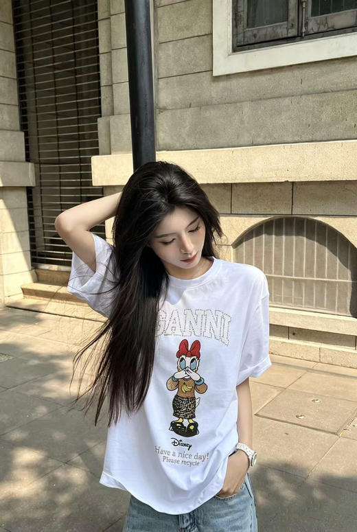 纯元！少量！ 订单余！ GAN*I x Disney黛丝烫钻印花短袖T恤！ 商品图3