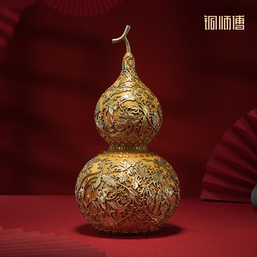 铜师傅《福禄临门》客厅桌面铜葫芦摆件 家居装饰工艺品 商品图0