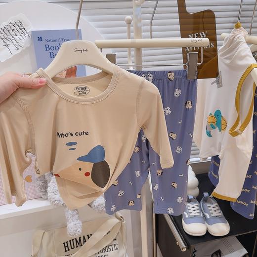 男女童优可丝七分袖公主风莫代尔夏季家居服女童透气男女童套装 商品图7