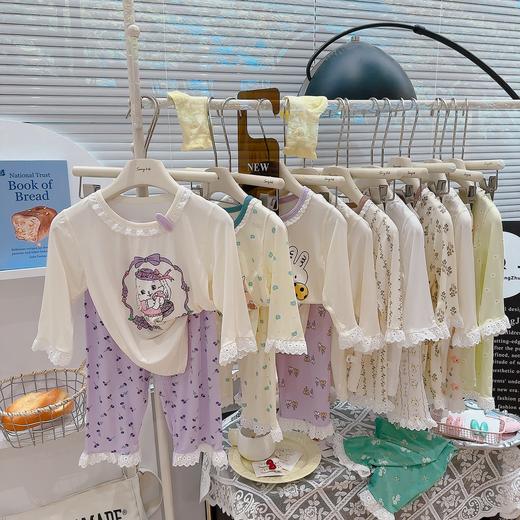 男女童优可丝七分袖公主风莫代尔夏季家居服女童透气男女童套装 商品图9