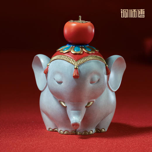 铜师傅《心想事成》客厅桌面铜大象摆件 家居装饰工艺品 商品图0