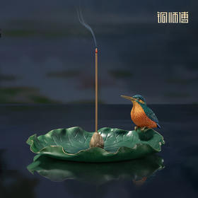铜师傅 铜摆件《荷翠香插》铜工艺品 家居香炉 客厅桌面装饰品