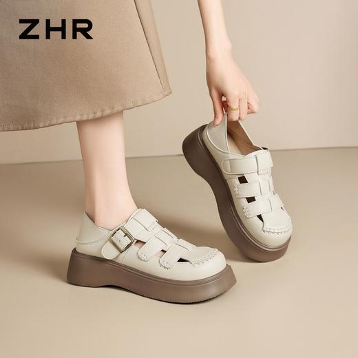 ZHR则则编织厚底罗马凉鞋女2026新款显高百搭猪笼鞋日常通勤女鞋 商品图8