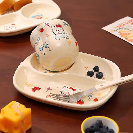 萌趣小猫餐具儿童分格餐盘碗宝宝吃饭更开心 商品图2